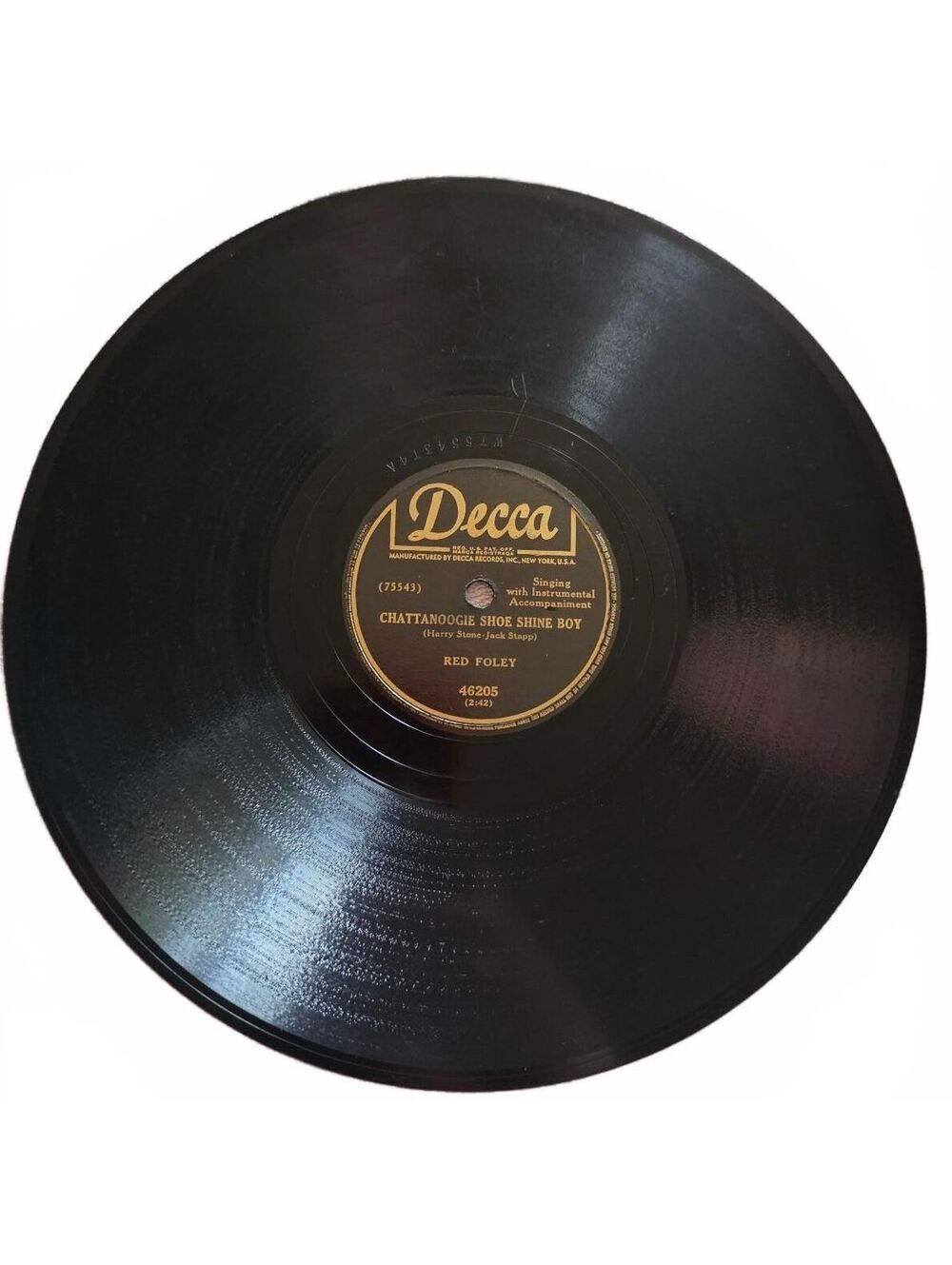 Vintage 1950 Red Foley 78 RPM Record Decca 46205 Chattanoogie Shoe Shine Boy